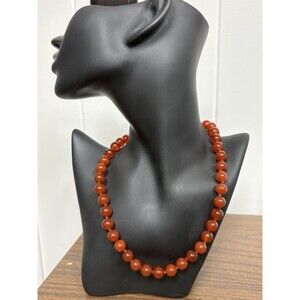 WK Red Carnelian Style Bead Necklace Sterling Silver 925 Clasp WK China Gemstone